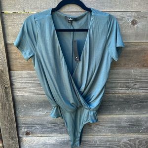 Lulus V-Neck Blue Bodysuit, XS, NWT